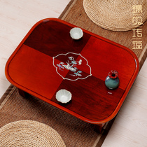 Jin Bei legend shell carving Wooden Tatami coffee table Low table Retractable Kang table Mother-of-pearl lacquerware Birthday gift