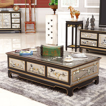 Modern Chinese rectangular coffee table can be customized with double-sided six drawers 1 4 meters large tea table with TV cabinet