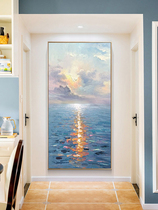 Xuzhongsheng Nordicum Nordic entry into the family Xuan Guan Decorative Painting Vertical version Corridor End hanging painting blue Department sea view hand-painted oil painting