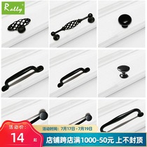 American black handle Modern simple Zinc alloy door drawer European hollow hardware handle Double hole Single hole
