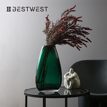 BEST WEST New Chinese glass vase creative model room desktop Vase decoration decoration light luxury style