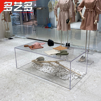 Clothing store acrylic display rack running water table transparent window decoration womens shelves island display rack