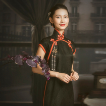 Red Pavilion cheongsam cheongsam silk Mulberry silk spring 2021 new female retro Chinese wind like night