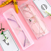 Glasses case Simple men and women portable anti-pressure ultra-thin comfortable simple personality retro transparent plastic glasses case