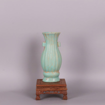 Song Ru kiln double ear bottle antique porcelain Jingdezhen ornaments vase old goods collection accessories