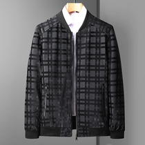 Middle-aged mens leather jacket jacket father spring autumn coat 40 years old 50 middle-aged and elderly mens Puskin coat 60