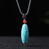 Hubei Raw Mine Green Pine Stone Netting Flower Barrel Pearl Sky Pearl Pendant Sweater Chain Lock Bone Chain Water Grass Veins Loose Bead matching Pearl Beads