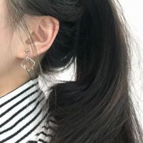 925 silver needle ear nail square geometry Joker niche personality simple low-key students without ear hole ear clip female