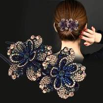 Clip headdress back of the head Korean hairclip rhinestone double flower duckbill clip flower hair adult hair accessories hairpin female