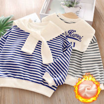 Childrens clothes 2020 Spring and Autumn New Korean version of female baby Foreign style casual T-shirt boys stripes Joker coat tide