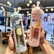 Glass with straw Double insulation and anti-fall adult pregnant woman cute girl heart ins portable tea cup female