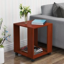 Pulley small and medium solid wood side table square side Mobile with wheels living room household side coffee table