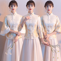 Chinese style bridesmaid dress 2021 new winter large size bridesmaid dress Chinese style sister group female spring and autumn small