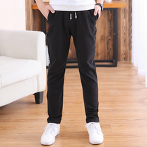 Boys black one-piece velvet long pants plus velvet thickened elastic casual pants childrens pants boy knitted sweatpants winter