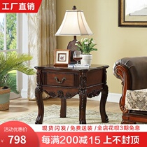 American solid wood sofa edge European sofa storage table Antique telephone with drawer A few small square corners A few