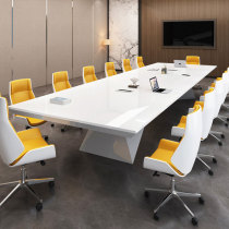 Office Furniture Large Baking Varnish Conference Table Long Table High-end Rectangular Negotiation Table White Meeting Room Table And Chairs Combination