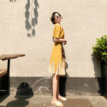 Summer 2021 New French skinny dress female summer skirt fairy Super fairy can salt sweet and gentle