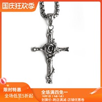 ROAD original Tide brand rose cross retro titanium steel necklace for men and women couples silver tide Street Korean style