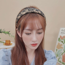 Hollow lace flower wide-side hairband Korean Net red female temperament sponge hair card simple Joker out head hoop