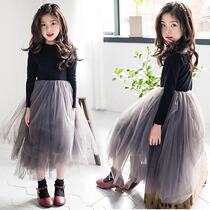 Girls dress 2019 autumn and winter New Korean childrens puffy gauze skirt