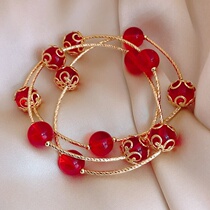  Retro style bracelet couple new Year gift red bracelet gold lace net red 2021 new jewelry