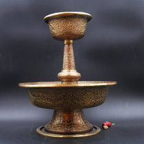 Tibetan Buddhist Supplies Nepal Red Copper Engraving Gold Flowers Large Protective Cup Handmade Antioxidant