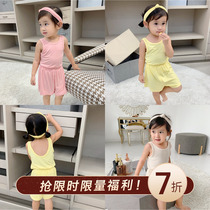 Cookie home baby clothes 2019 summer clothes new cotton comfortable breathable vest shorts two-piece Childrens set