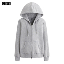 Zipper sweater womens spring and autumn sports and leisure top loose and thin plus velvet hooded cardigan Korean version with hoodie jacket