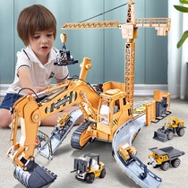Oversized excavator boy toy crane forklift excavator large alloy engineering vehicle set track storage