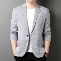 2022 Spring and Summer New Mens Suit Jacket Business Casual Linen Small Western Fitted Thin Sunscreen Top