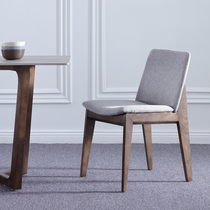 Nordic solid wood dining chair home modern minimalist leather dining chair ash wood chair backrest chair fabric dining chair