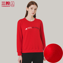 Three guns plus velvet womens super dense velvet pullover long sleeve womens warm coat plus velvet thickened youth shirt 23356