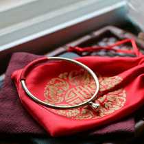 Nianqiao original classical red line hand-carved fine silver bracelet Ethnic showered lotus female retro silver bracelet