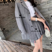 Japan Thom Brown 20 spring TB striped wool medium long suit jacket for men and women