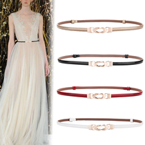 Real leather ladies belt first layer pure leather black fashion decoration with dress skirt wear waist thin belt