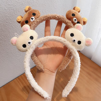 Korean Princess Children Girl Cute Super Cute Little Bear Plush Wash face Hair Anti Slip Press 100 Hitch Girl Head Hoop