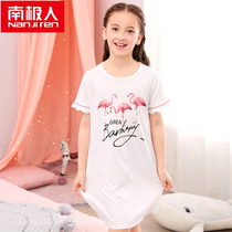 South Pole Children girl girl Summer pure cotton sleeping dress short sleeve pyjamas CUHK boys family Guy with thin princess Lions dress