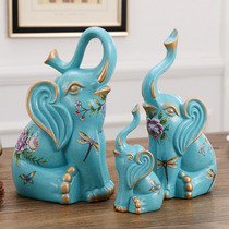 Creative ceramic Elephant family of three Wedding gifts Living room TV cabinet Wine cabinet decorations Housewarming lucky ornaments