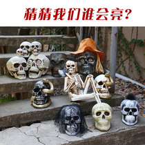 Halloween Skulls Skull Head Props Ghost House Bar Scene Horror Decoration Skeletons Skeleton Model Plastic Resin Pendulum