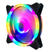 Eurosu desktop host computer case fan 12cm silent heat dissipation RGB color change light Dual Aperture LED water cooling