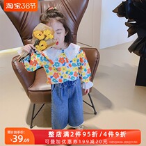  Girls spring cardigan jacket 2021 new Korean spring and autumn Western style long-sleeved shirt baby spring top