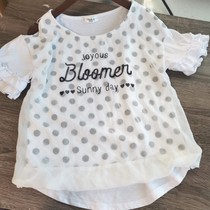 Real Pat Day Singles Foreign Trade Original D Childrens Clothing Womens Summer Half Sleeve T-Shirt Flower Buds Short Sleeve Po Point Doll Cardiolu Blue