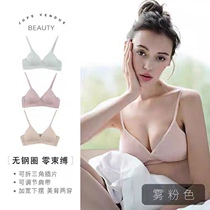 No steel ring girl bra no trace thin cotton chest aa cup College high school students flat chest underwear women do not empty cup