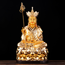 Ground Tibetan King Buddha Taiwan Pure Bronze Came Golden Pendulum Piece Living Room Buddha Hall Decorated Jiuhua Mountain Tibetan BodhisattBodhisattva Sanholy