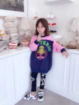 201 new childrens boys and girls tide Japanese cartoon pacifier graffiti hit color graffiti long-sleeved color matching sweater