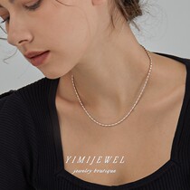 YIMIJEWEL Korean simple and versatile 925 sterling silver stacked necklace rice grain French elegant clavicle chain high-end sense