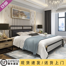  European-style wrought iron bed 1 2 1 5 1 8m Single bed Double bed padded backrest Iron bed Simple iron frame bed S2