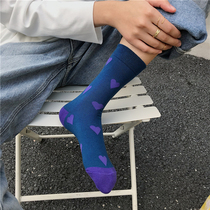 LET ME SEE spring and autumn black and white love socks children cotton long tube Japanese cute academic style Korean version