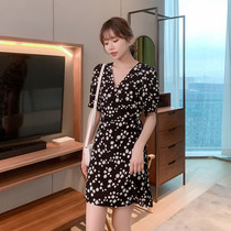 Light mature style large size womens 2121 new summer flower dress spring and autumn fat mm foreign style French thin temperament