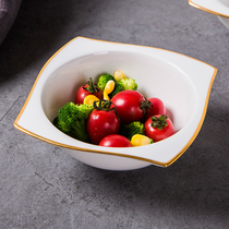 Single creative Japanese bowl Fruit salad bowl Ceramic bowl Household eating small bowl Bone china rice bowl Square porcelain bowl